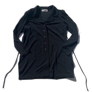 Motherhood maternity women’sall black long button up blazer dress